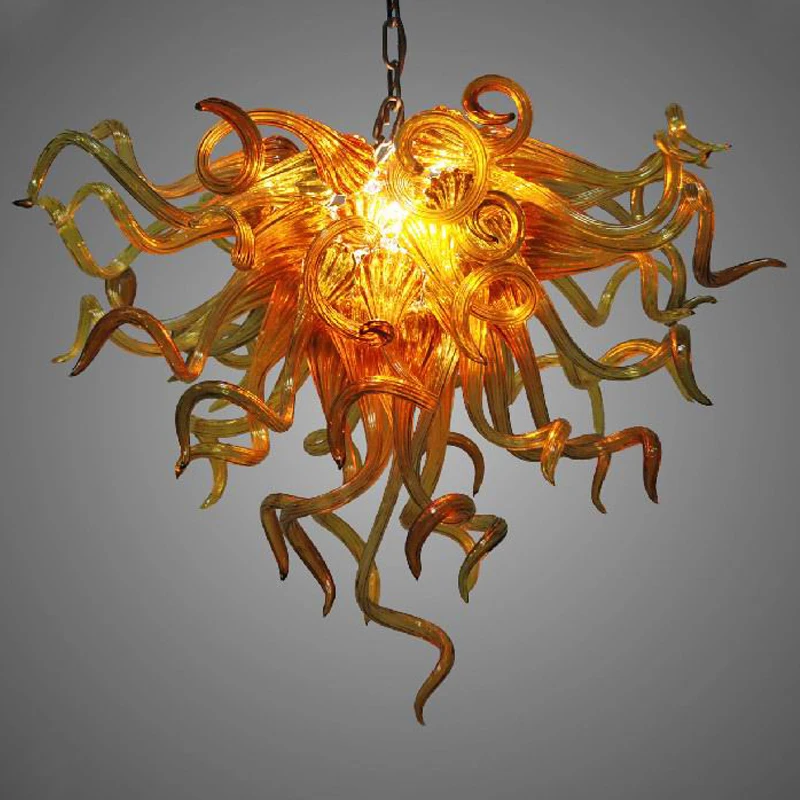 

Unique Design LED Pendant Lamps Amber Gold Colored Hand Blown Glass Chandelier Turkey Light 60 by 40 CM