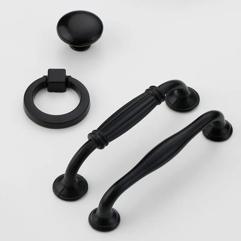 KK & FING Американский Черный твердый алюминиевый сплав дверные ручки для шкафа