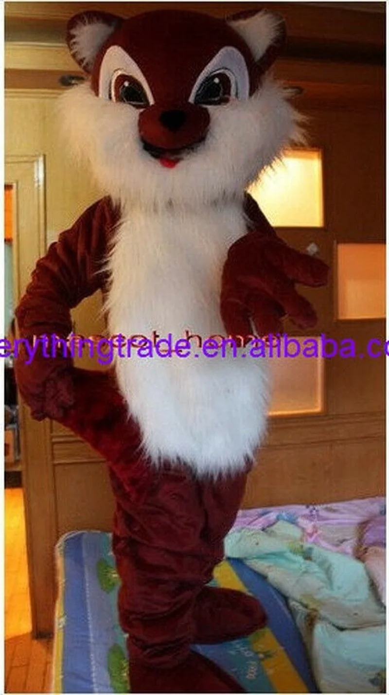 

Brown Long Haired Cat Mascot Costume Suits Cosplay Party Game Dress Outfits