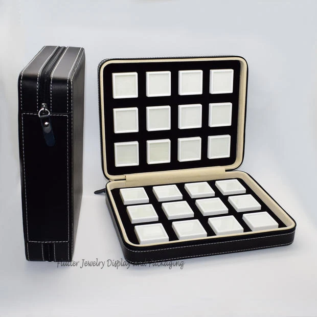 

Quality Leatherette Gem Storage Bag Ziplock Diamond Display Box Portable Travel Gemstone Case Stone Bag
