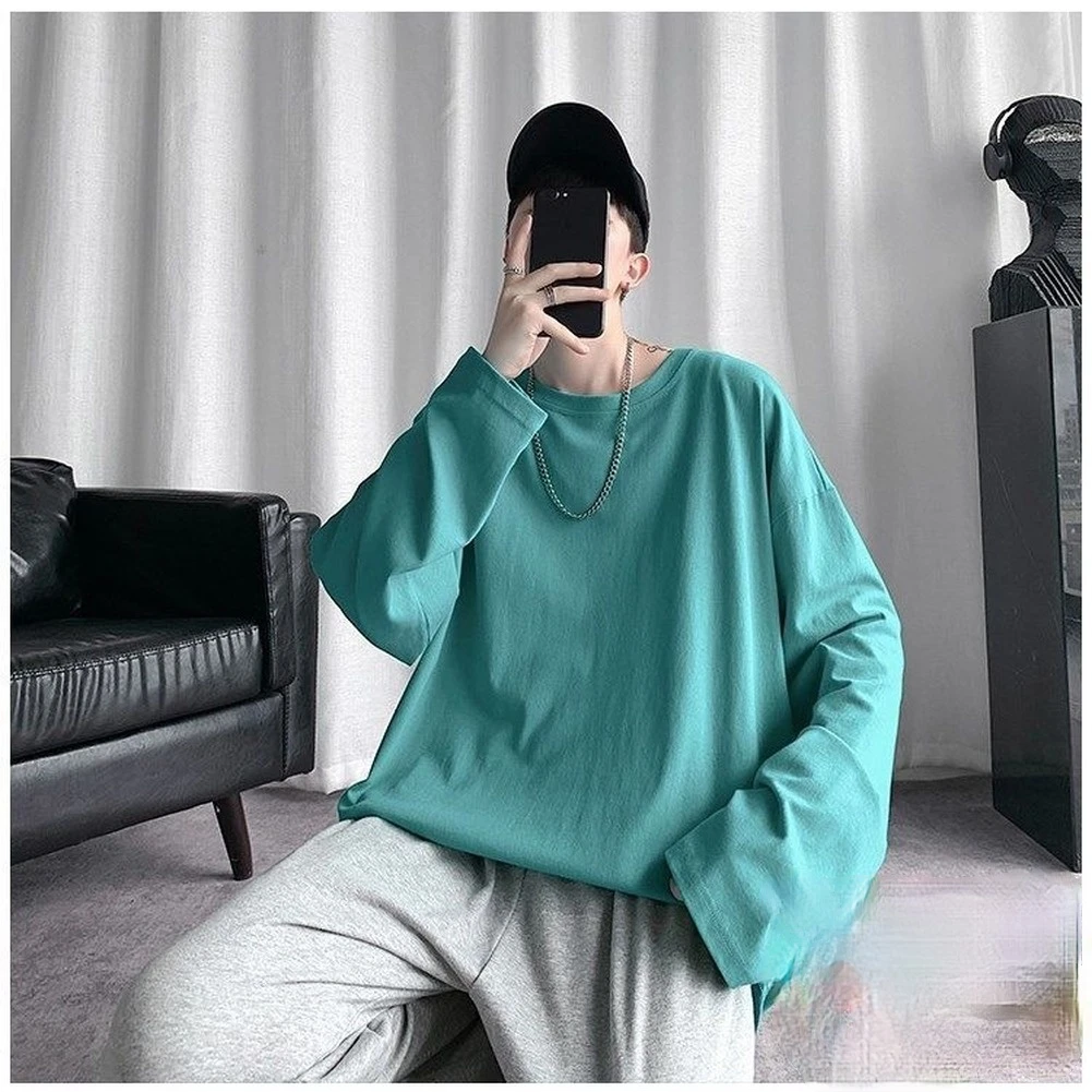 

Long Sleeve T Shirt Big Pure cotton Shirts Men Clothing Men Fashion 2021 New Oversized Tees Clothes T Shirt