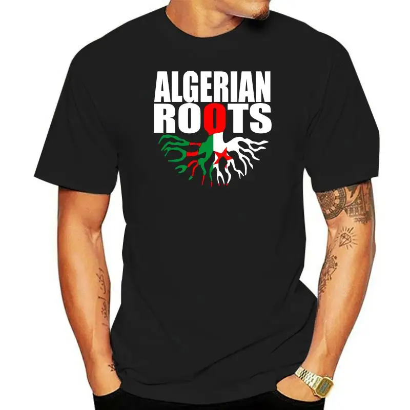 

100% Cotton O-neck custom printed T-shirt Algerian Roots Algeria Pride Flag T-Shirt