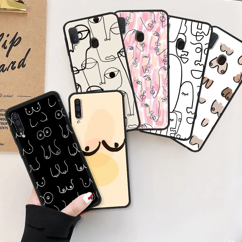 

Mobile Protective Case For Samsung Galaxy A50 A70 A30 M52 A52s Black Coque M31 A10 M30s Phone Cover Modern Abstract Boobies Art