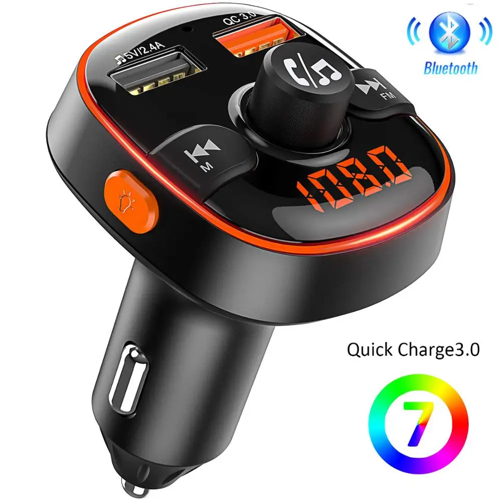 Bluetooth fm-передатчик QC3.0 автомобильное зарядное устройство 7 цветов Bluetooth беспроводной радио автомобильный адаптер Handsfree с TF картой/U диском