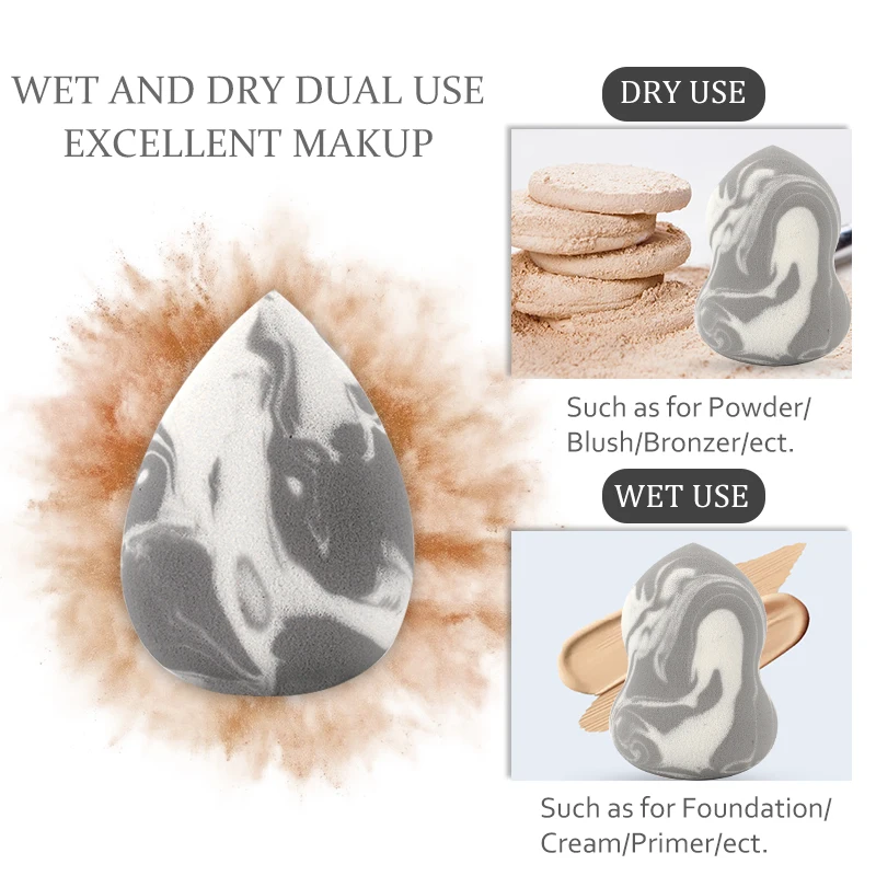 Губка для макияжа мраморная в форме капли тональный консилер губка смешанный