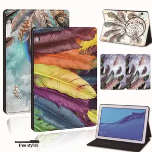 Кожаный смарт-чехол для планшета, чехол с перьями для Huawei MediaPad T3 8,0T3 10 9,6T5 10M5 LiteM5 10,8 дюймов, Honor Play Pad