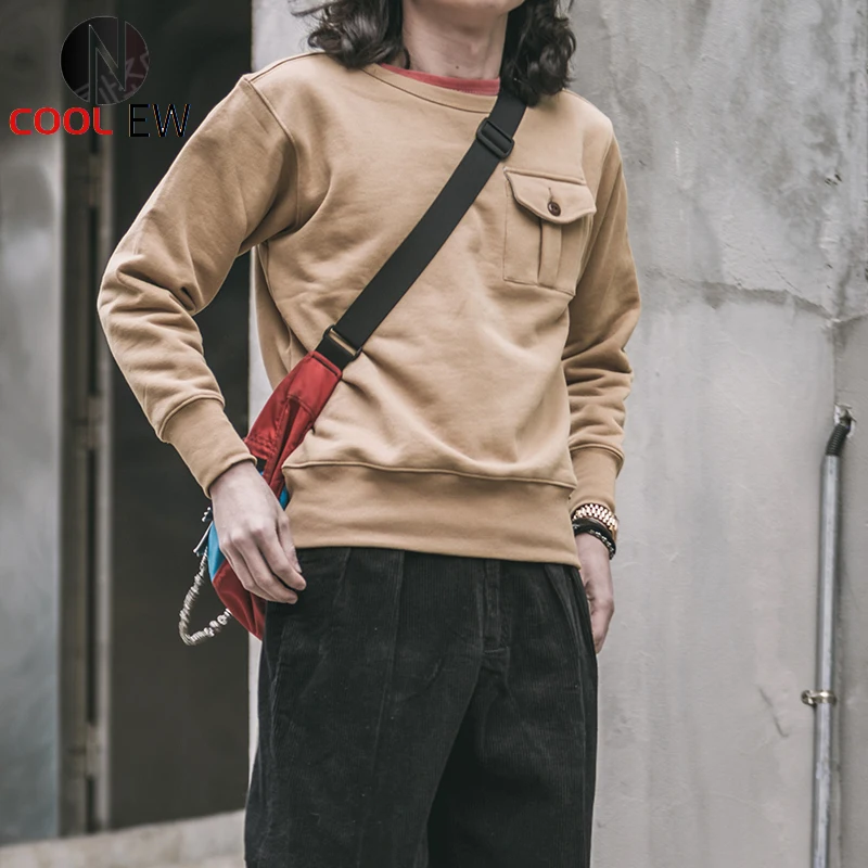 

Bronson Heavyweight 500g Cotton Terry Cloth One Pocket Sweatshirt Men's Off White Pullover Sweatshirts