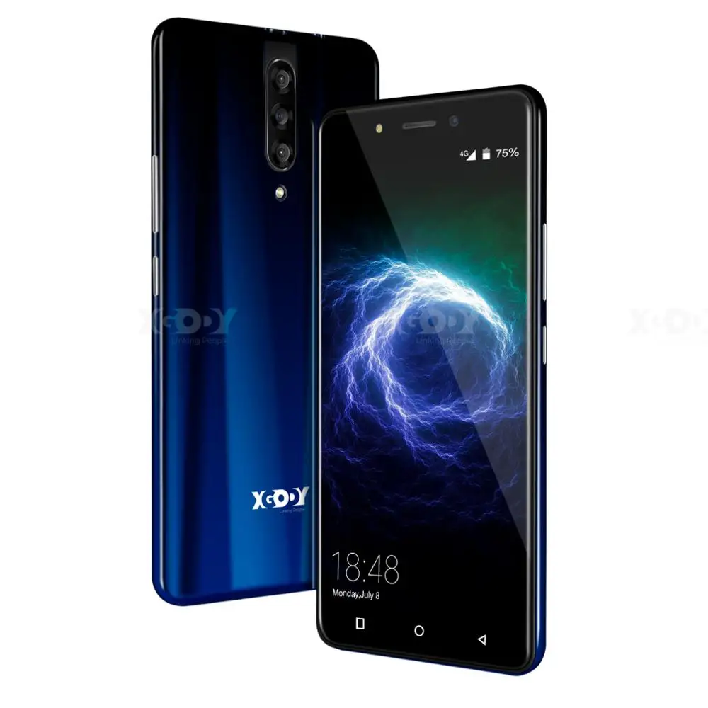 Black gradient blue XGODY 4G смартфон с двумя sim-картами 5," 18:9 Android 9,0 2 Гб ОЗУ 16 Гб ПЗУ MTK6737 четырехъядерный процессор 5 Мп камера 2800 мАч WiFi мобильный телефон - Цвет: Black gradient blue