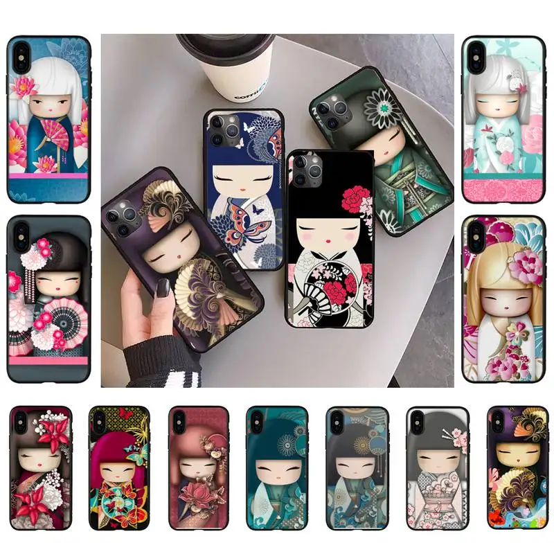 

kawaii Japanese Kokeshi Doll Fashion Knockproof Case For iPhone 11 8 7 6S Plus X XS MAX 5S se 2020 11 12pro max xr Coque