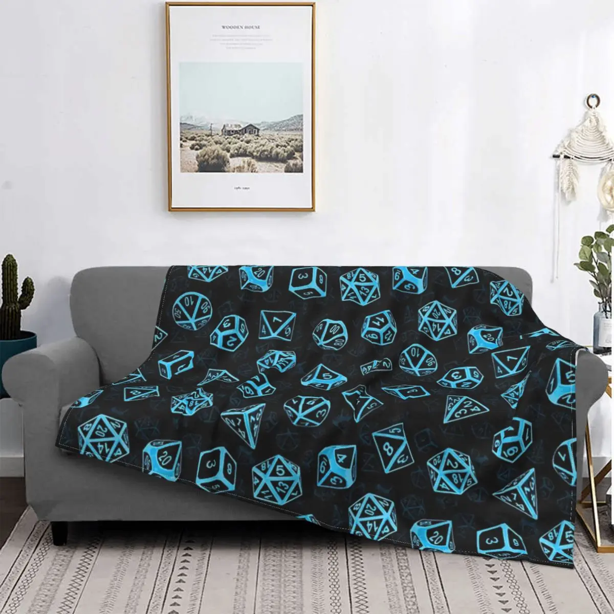 Juego de dados D20 con patrón, manta azul, colcha para cama, sofá de muselina a cuadros, manta con capucha para bebé
