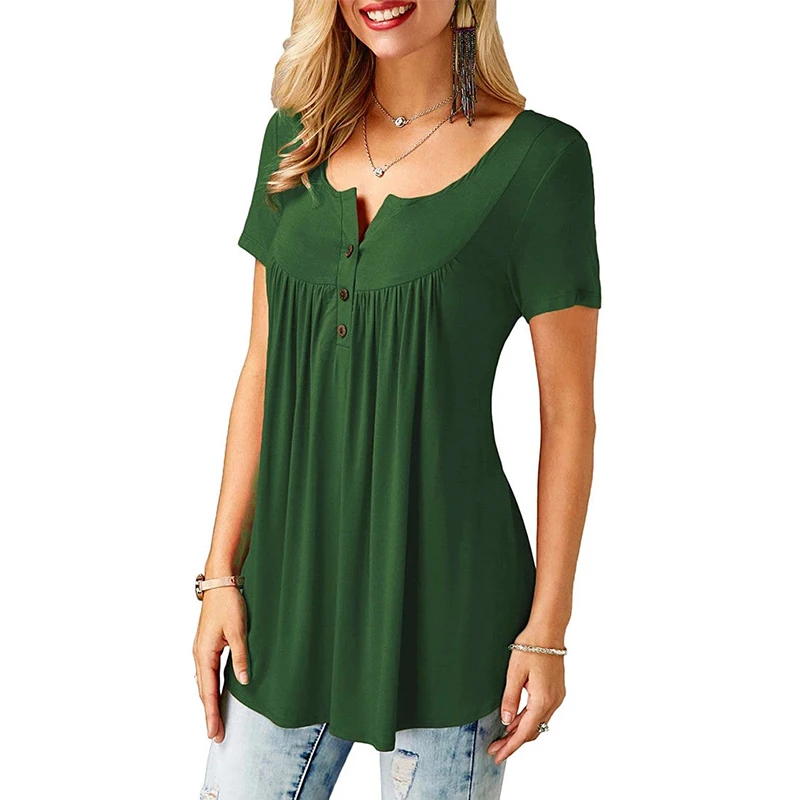 

traf za Summer Sale Solid Color Buttoned Loose Short Sleeve Top Eleven Color Eight Size T Shirt Women y2k xnwmnz zaraing