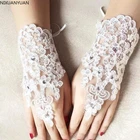 1 пара перчаток свадебное платье аксессуары перчатки без пальцев инкрустированные Стразы для свадебных кружевных перчаток