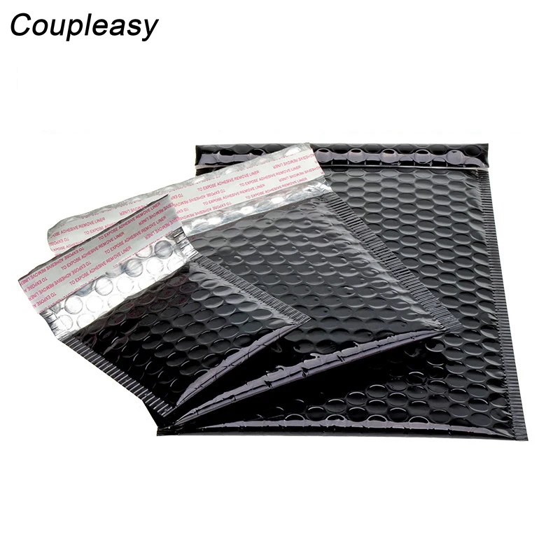 100Pcs Bright Black Shipping Envelopes with Bubble Self Seal Mailer Waterproof Thicken Bags Packaging | Канцтовары для офиса и