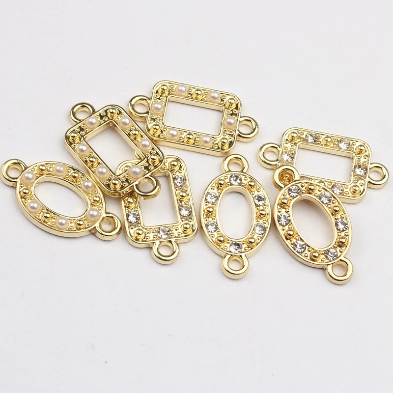 

10pcs/lot Zinc Alloy Golden Geometric Oval Rectangle Handmade Charms Connector For DIY Jewelry Making Finding Accessories