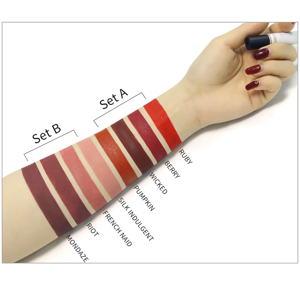 Набор матовых табачных помад 4 цвета стойкая водостойкая помада| |