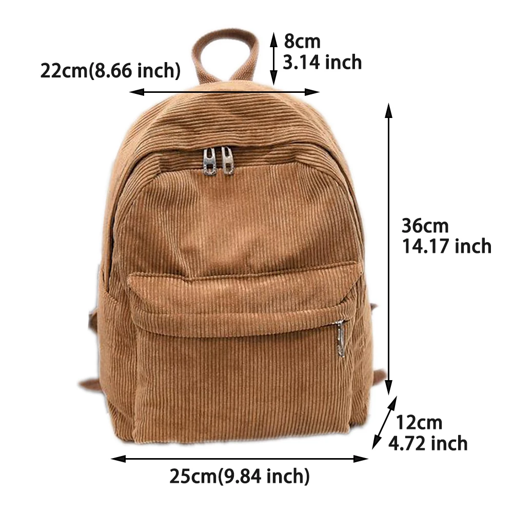 Новый вельветовый женский рюкзак однотонная дорожная сумка Модный повседневный