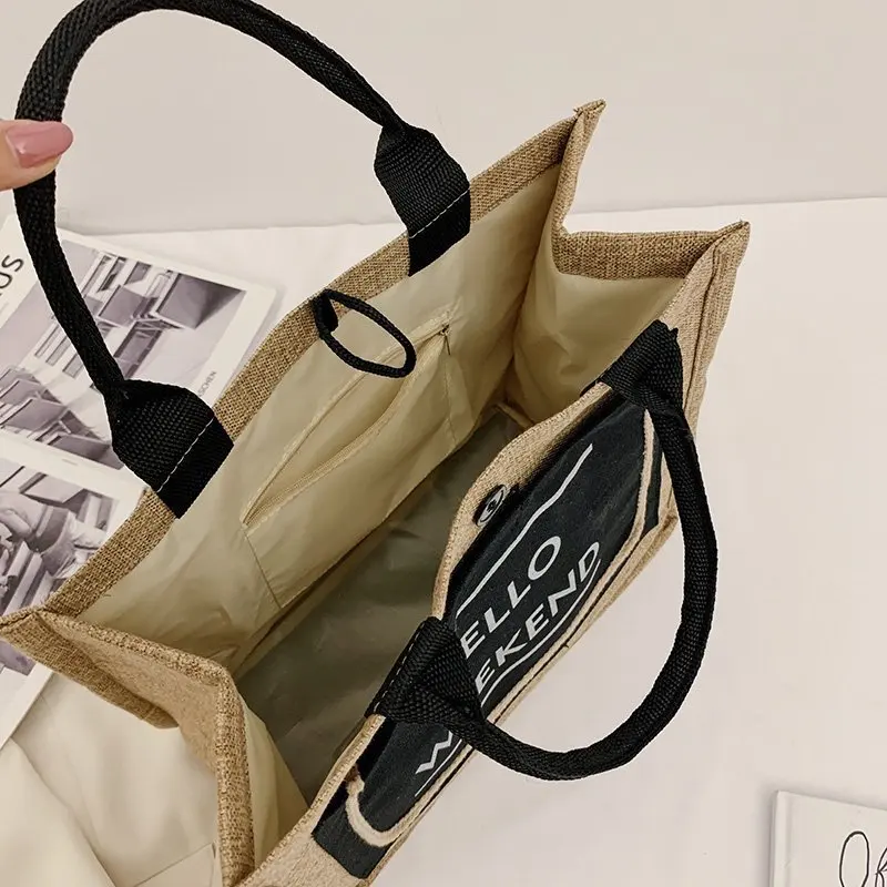 

Women Linen Shoulder Tote Bag Large Capacity Simple Handbags Casual Tassel Design Shopping Bags Female Clutch School Pack Bolso