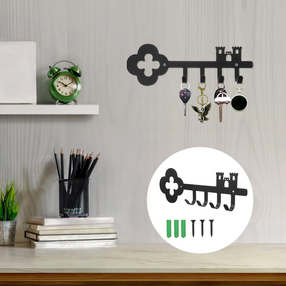 

1pc Home Living Room Kitchen Entrance Wall Hooks Rack with 4 Hanging Hooks