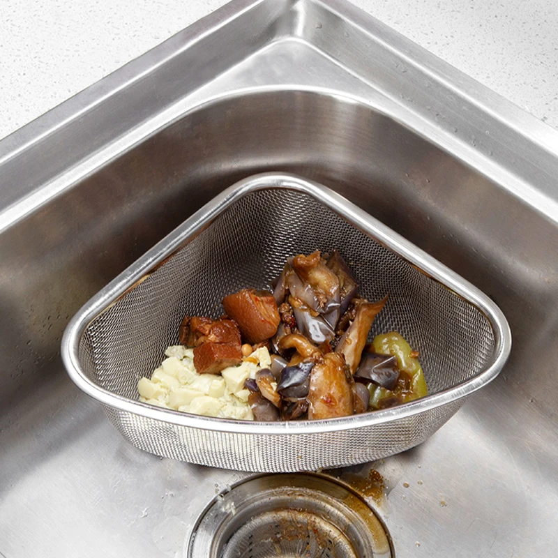 Сливная корзина для кухонной раковины из нержавеющей стали треугольный