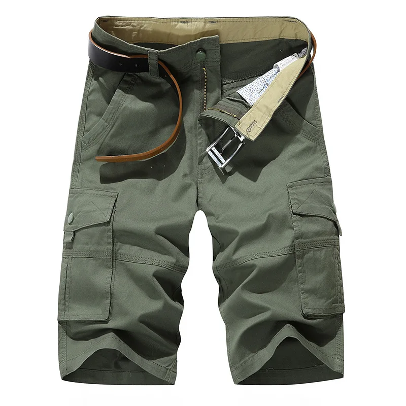 

2022 Summer Mens Cargo Short Streetwear Work Clothes New Fashion Pocket Plus Size Leisure Tooling In Pure Cotton Trousers Solid
