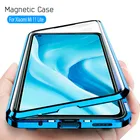 Чехол mi11lite с поворотом на 360 , двухсторонний металлический чехол из закаленного стекла, Магнитный флип-чехол для xiaomi 11t pro lite mi11 light coque fundas