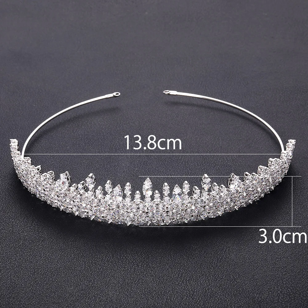 jankelly Fashion Ladies Wedding Headpieces With cube zircon Wholesale Bridal Hair Accessories Headdress Bridal Hair Tiaras