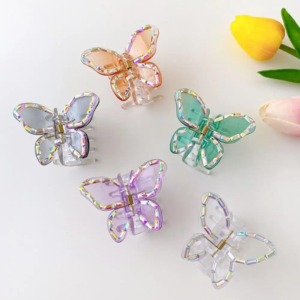 Прозрачный зажим для волос с перекрещивающимися зубцами, пластиковый прозрачный зажим для волос в форме бабочки, инструмент для укладки