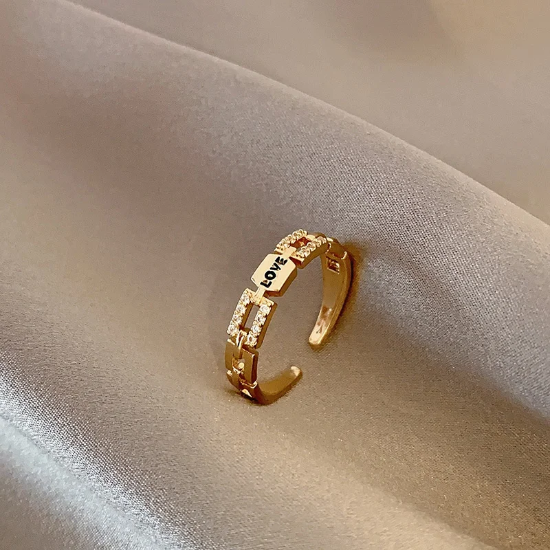

Surprise Price Jewelry Gift Genuine Korean Luxury Zircon Female Design Finger Simple Chain Ring for Girls