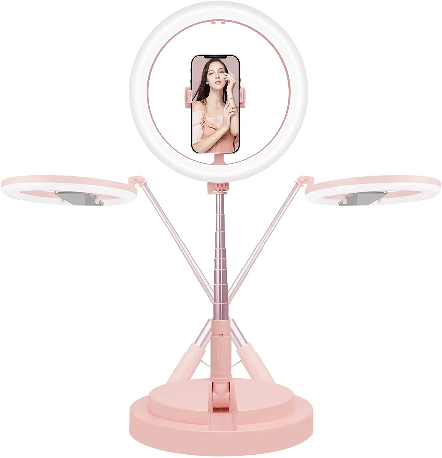 

Foldable 12" LED Desk /Floor Selfie Ring Light with Stand + Phone Holder, Portable Live Stream Makeup YouTube Tiktok Video Vlog