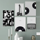 Винтажные музыкальные черно-белые виниловые пластины, картины на холсте, постеры и принты, Настенная картина для гостиной, украшение для дома