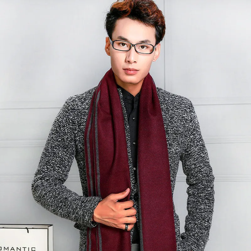 

Formal Business Long Men's Scarf Warm Winter Cashmere Scarf Mens College Bib Scarves Fleece Soft Christmas Gift To Men Wrap