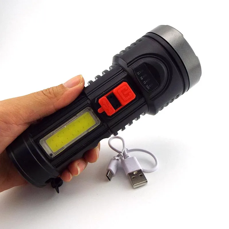 

protable flashlight rechargeable torch side hand light powerful Built-in 18650 Battery Tactical Flashlight Waterproof Torches