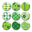 Круглый стеклянный кабошон с зеленым клевером на День Св. Патрика, демонстрационная плоская задняя крышка для рукоделия, кнопки с защелкой