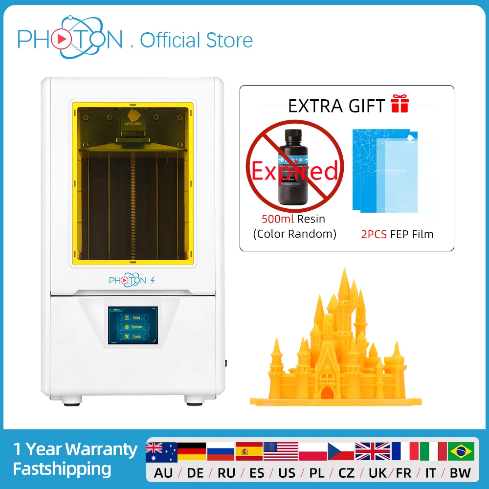 

Подержанная машина ANYCUBIC Photon S LCD 3D принтер 2K экран 405 нм матрица УФ-свет двойная Z ось SLA DLP технический принтер