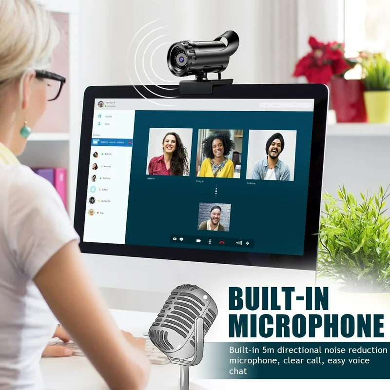 Full HD 4K Webcam 2K Web Camera Auto Focus with Microphone for PC Laptop 1080P WebCam Online Study Conference Youtube | Компьютеры и