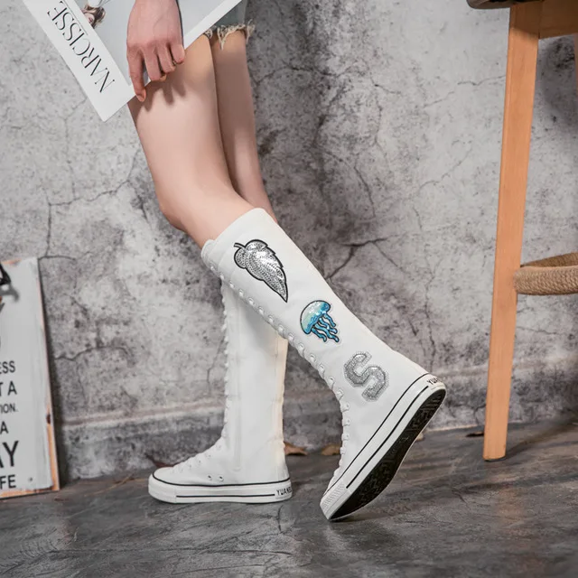 Женские ботинки на шнуровке Повседневные высокие молнии кроссовки плоской