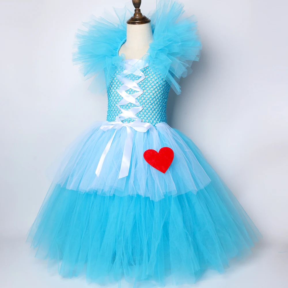 Girls Alice Tutu Dress Sky blue & White Tulle Princess Birthday Party Kids Halloween Carnival Cosplay Costume | Детская одежда и