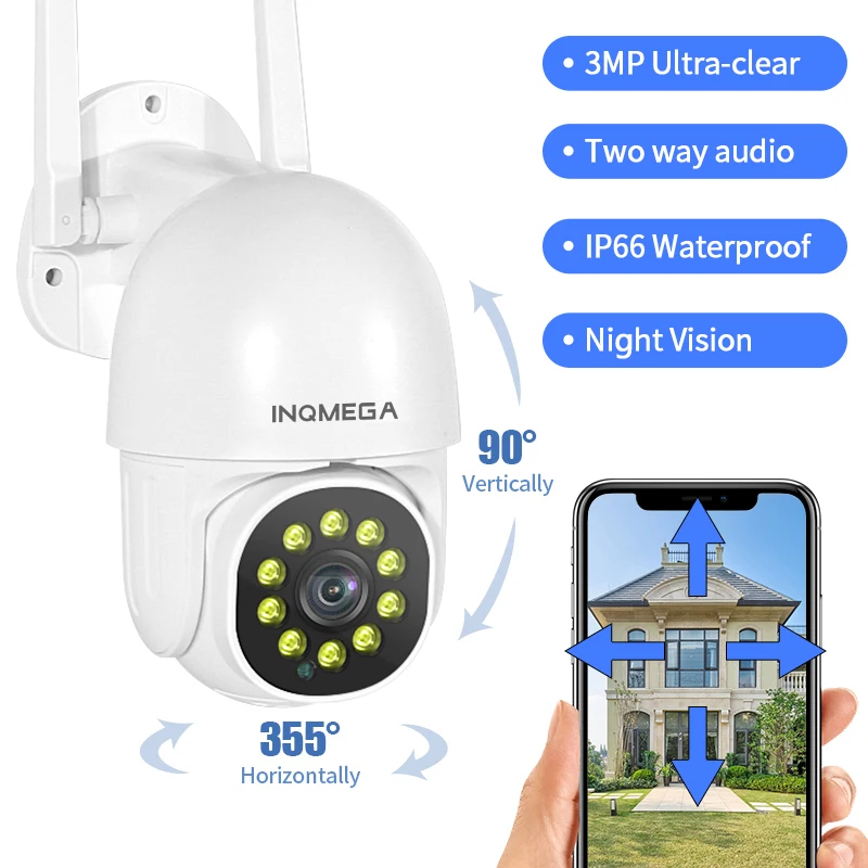 

3MP / 2MP PTZ Speed Dome Wifi Camera Mini Outdoor 1080P Auto-Tracking Camera Wireless Camera Home Surveillance IP Camera