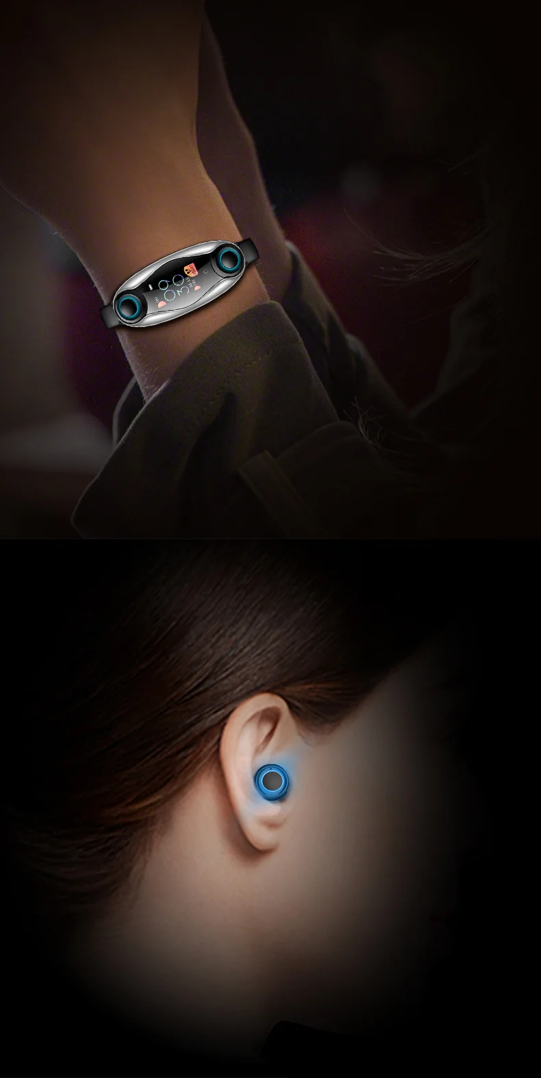 T90 фитнес-браслет Bluetooth 5,0 с беспроводными наушниками IP67 водонепроницаемые спортивные Смарт-часы для телефона Android IOS