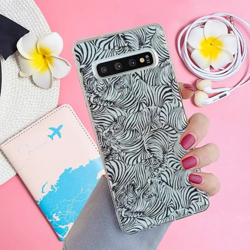 

zebra stripes printing Phone Case Transparent for Samsung A71 S9 10 20 HUAWEI p30 40 honor 10i 8x xiaomi note 8 Pro 10t 11