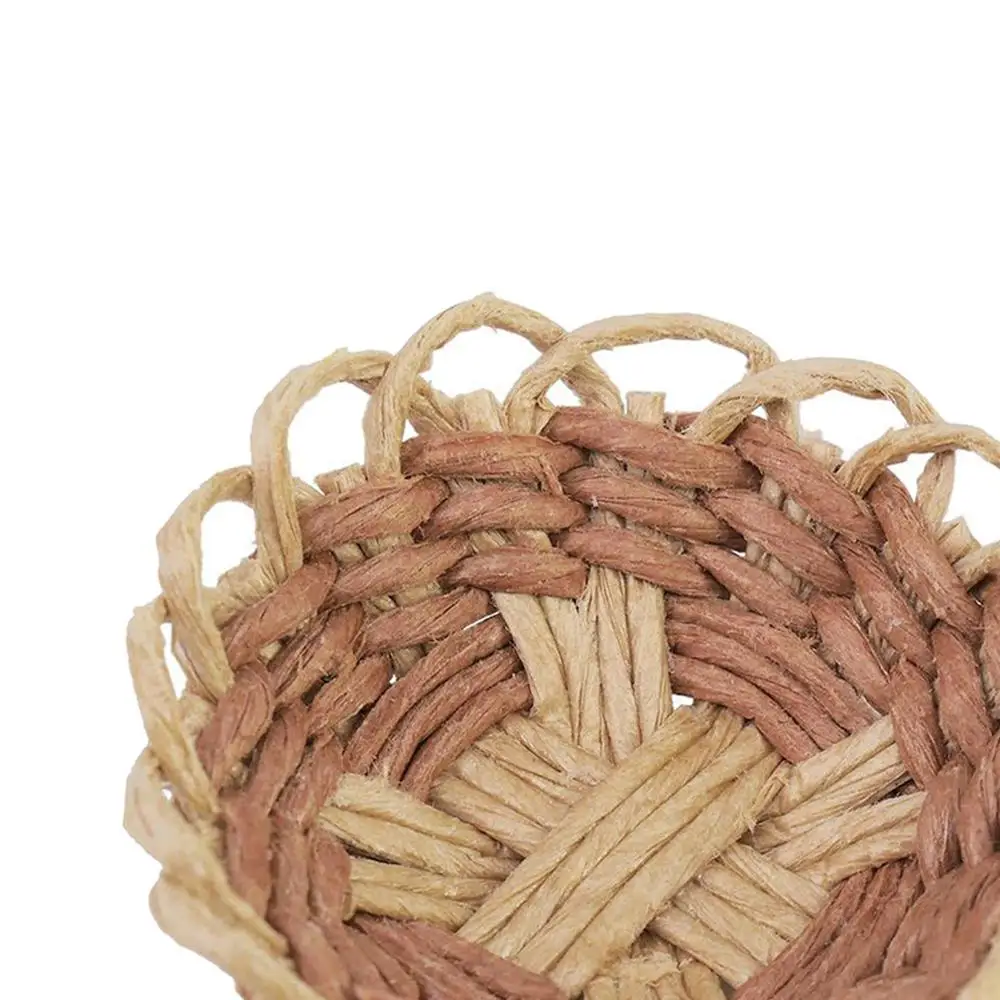 

1/12 Scale Dollhouse Miniature Hand Woven Vegetable Storage Basket with Handle Pretend Play Decor