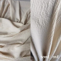 pleated fabric beige stripe texture folds diy patchwork cotton linen clothes skirts dress designer fabric