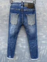 Rivet Metal New luxury men ripped jeans DSQ2 jeans motorcycle jeans jacket men trousers Dsquared2