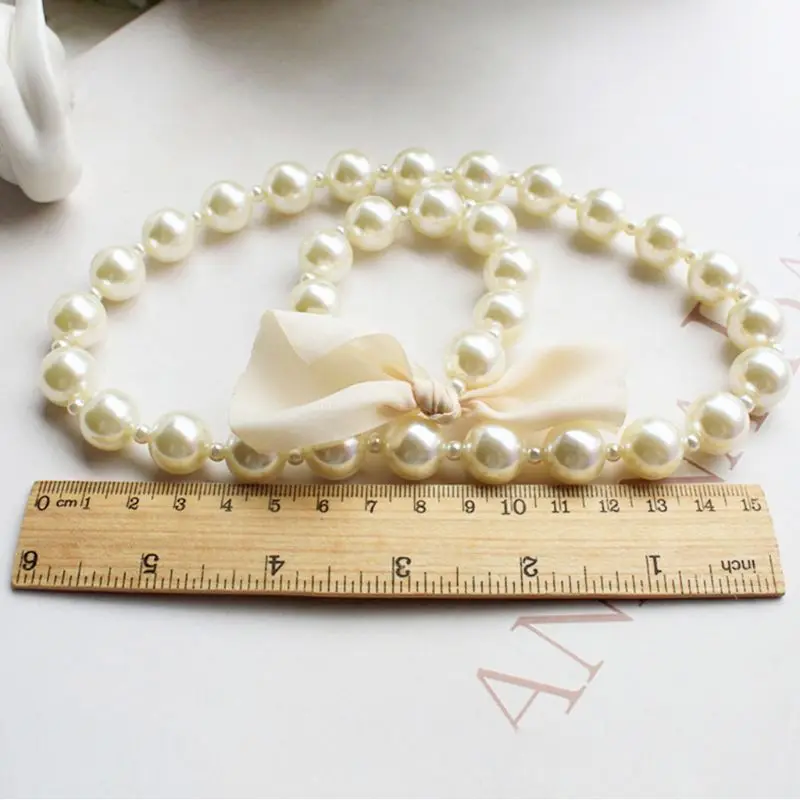 

1 Set Children Accessories Girls Jewelry Artificial Pearl Necklace Bracelet Set Kids Little Girl Princess Decorations 40JC