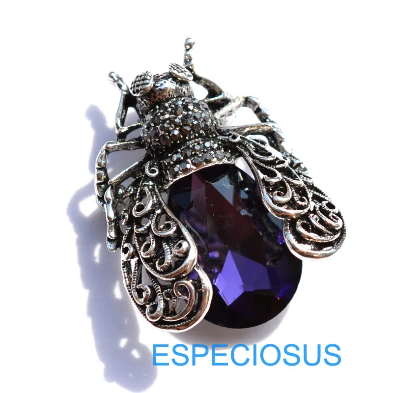 purple Модное ювелирное изделие, Цикада, стразы, Королевский синий цвет, брошь с кристаллами, анти серебряный цвет, жираф, грудь, стекло, булавка, женская одежда - Окраска металла: purple
