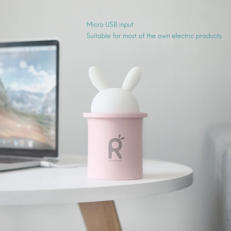 

USB Air Humidifier for Bedroom, Desk, 280 Ml with Light for Office
