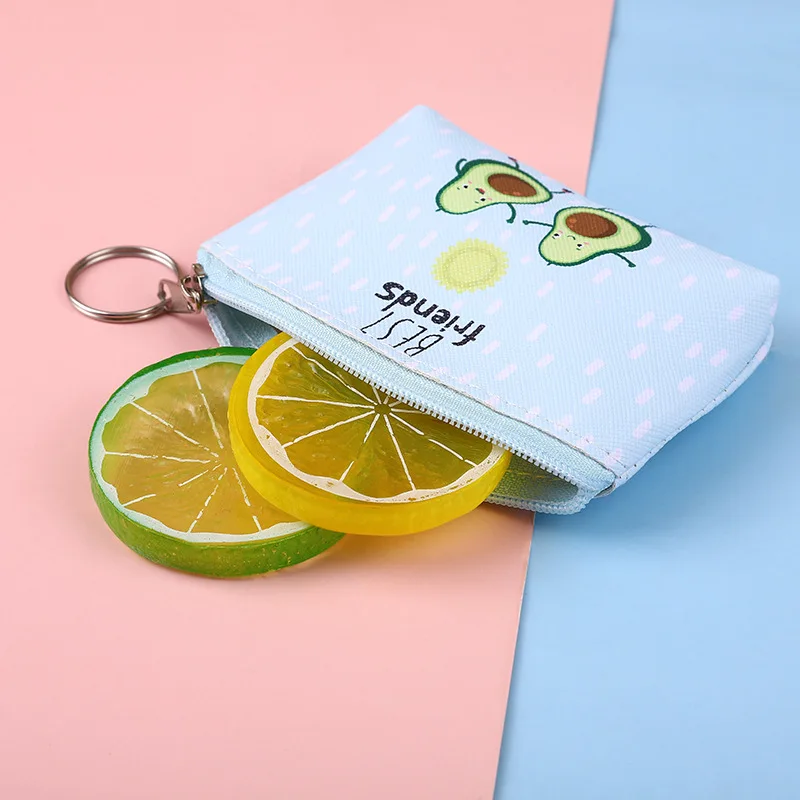 

Cute Mini Avocado Printed Coin Purses Cute Cartoon Small Key Case For Children Girls Kids Colourful Multiuse Money Storage Bag