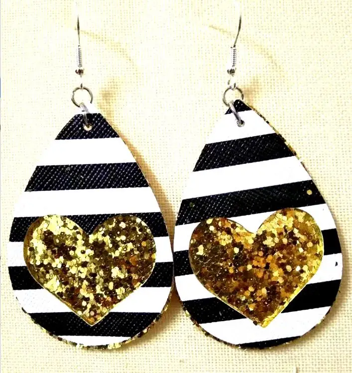 Новинка! Длинные серьги в форме слезы из искусственной кожи с блестками для