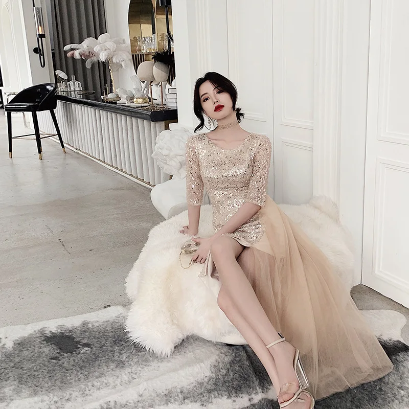 

Bling Sequins Female Cheongsam Noble Evening Party Dress New Patchwork Slim Gown Novelty Chinese Qipao Elegant Maxi Dress