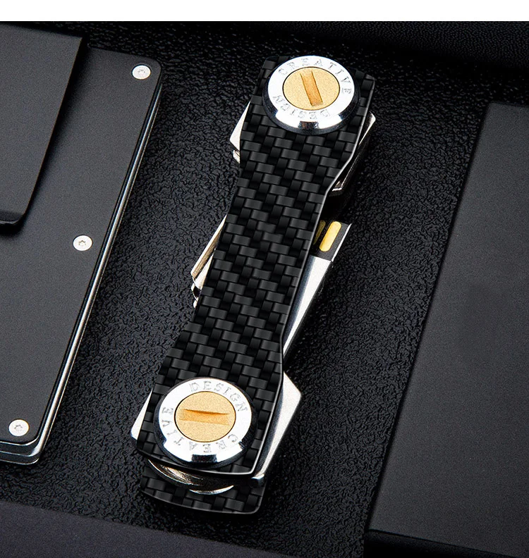 Modern - Brand 100% Carbon Key Organizer Wallet DIY Keychain EDC Pocket Key Holder Housekeeper
